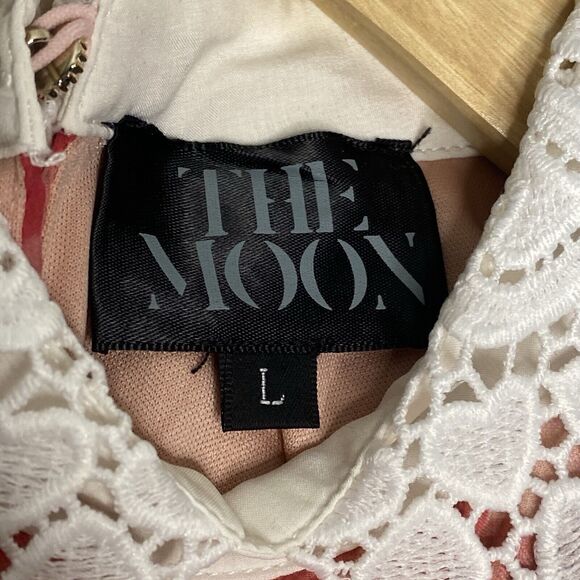 The Moon Sheer Heart Dress Womens L Pink Romantic Whimsical Balletcore Coquette - Picture 7 of 11